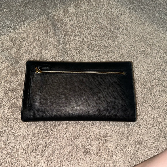 Prada Black Continental Wallet Saffiano Leather Black & Gold - Picture 5 of 8